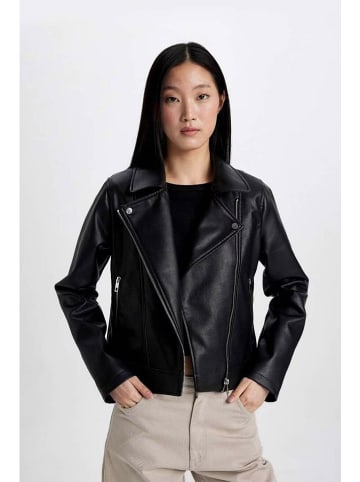 DeFacto Kunstlederjacke in Schwarz