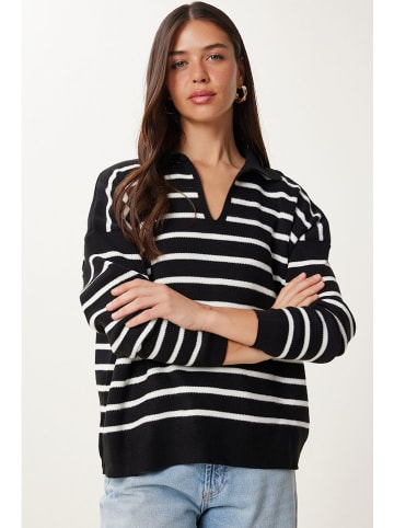 Happiness Istanbul Sweter w kolorze kremowo-czarnym