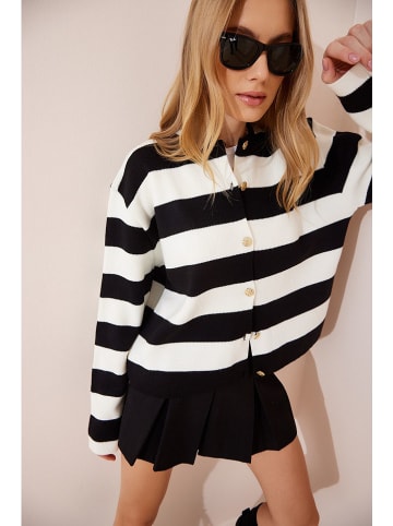 Happiness Istanbul Cardigan in Schwarz/ Creme