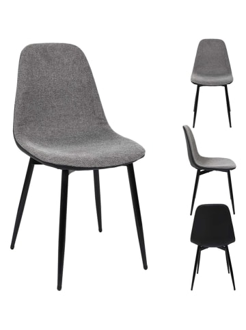 Rétro Chic 4er-Set: Esszimmerstühle in Grau/ Schwarz - (B)44,5 x (H)85,5 x (T)53 cm