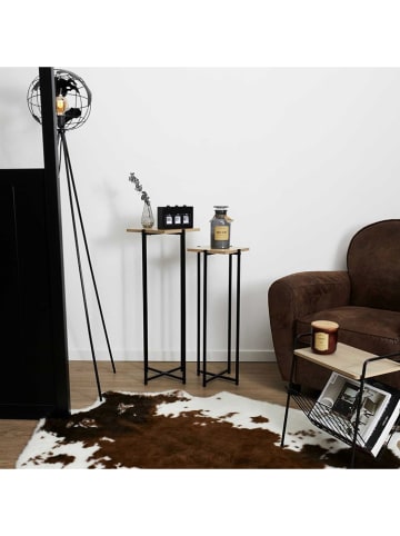 Rétro Chic 2-delige set: bijzettafels zwart/naturel