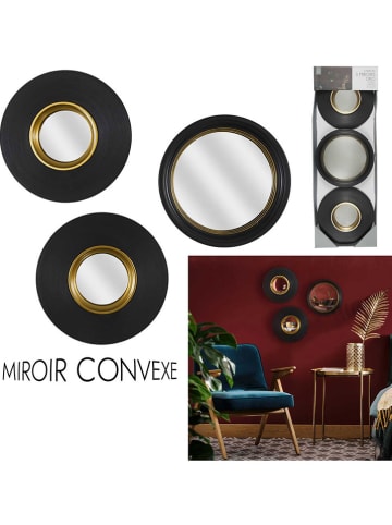 The Concept Factory 3er-Set: Spiegel in Schwarz - Ø 25,5 cm