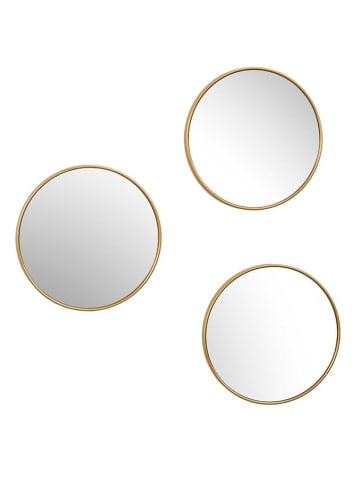 Rétro Chic 3-delige set: wandspiegels "Toronto" goudkleurig - Ø 26 cm