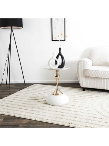 Rétro Chic Beistelltisch ''Portobello'' in Weiß/ Gold - (H)54 - Ø 38 cm