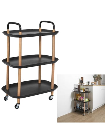 THE HOME DECO FACTORY Keukenwagen "Kaleo" zwart/lichtbruin - (B)56 x (H)81 x (D)35,5 cm