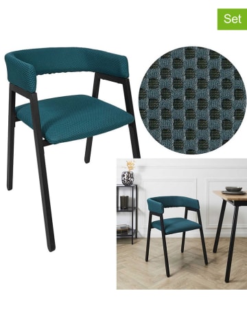 Rétro Chic 2-delige set: armleuningstoelen "Atom" petrol - (B)50 x (H)74 x (D)50,5 cm