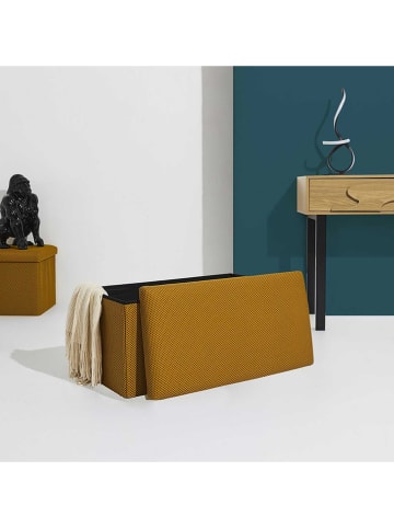 Rétro Chic Sitztruhe "Atome" in Ocker - (B)77 x (H)38 x (T)38 cm