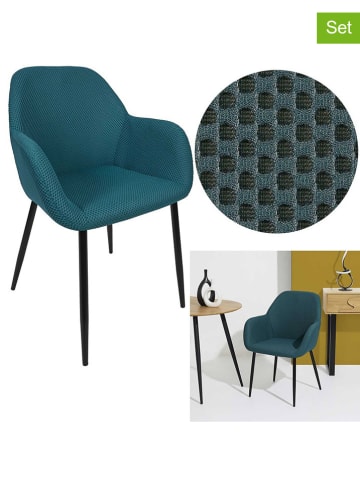 Rétro Chic 4-delige set: fauteuils "Atome" petrol - (B)55,7 x (H)85 x (D)59 cm