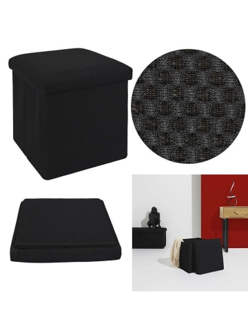 Rétro Chic Hocker "Atome" w kolorze czarnym ze schowkiem - 38 x 38 x 38 cm