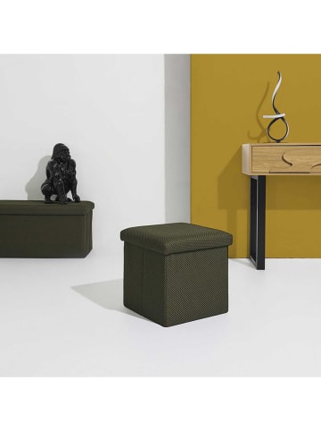 Rétro Chic Hocker "Atome" w kolorze khaki ze schowkiem - 38 x 38 x 38 cm