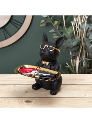 Rétro Chic Dekoobjekt "Bulldog" in Schwarz/ Gold - (B)27 x (H)21 x (T)17 cm