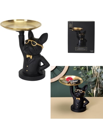 Rétro Chic Dekoobjekt "Bulldog" in Schwarz/ Gold - (B)21,5 x (H)21 x (T)20,5 cm