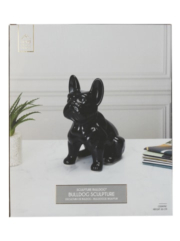 Rétro Chic Dekoobjekt "Bulldog" in Schwarz - (B)28 x (H)30 x (T)16 cm