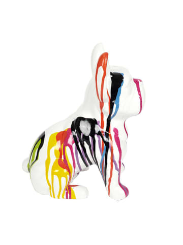 Rétro Chic Figurka dekoracyjna "Bulldog" w kolorze białym ze wzorem - wys. 30 cm