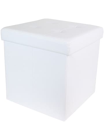 Rétro Chic Kruk met opbergruimte wit - (B)38 x (H)38 x (D)38 cm