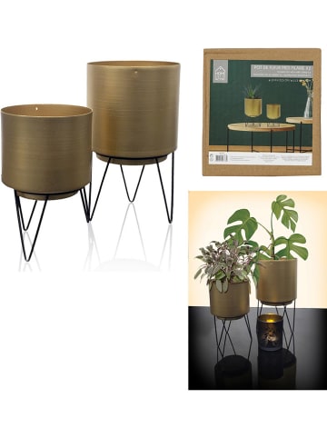 Rétro Chic 2-delige set: bloempotten goudkleurig/zwart