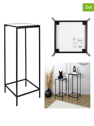 Rétro Chic 2-delige set: bijzettafels "Felicity" zwart/wit - (B)34 x (H)90 x (D)34 cm