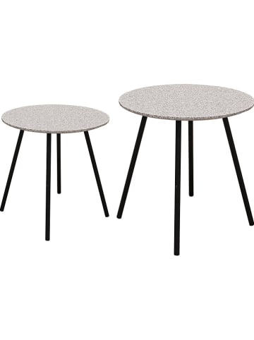 Rétro Chic 2-delige set: bijzettafels grijs/zwart