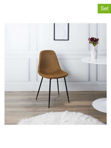 Rétro Chic 4-delige set: eetkamerstoelen "Giulia" mosterdgeel - (B)42,5 x (H)87 x (D)44 cm