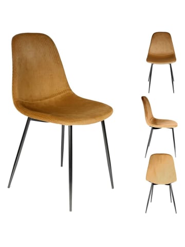 Rétro Chic 4er-Set: Esszimmerstühle "Giulia" in Senf - (B)42,5 x (H)87 x (T)44 cm