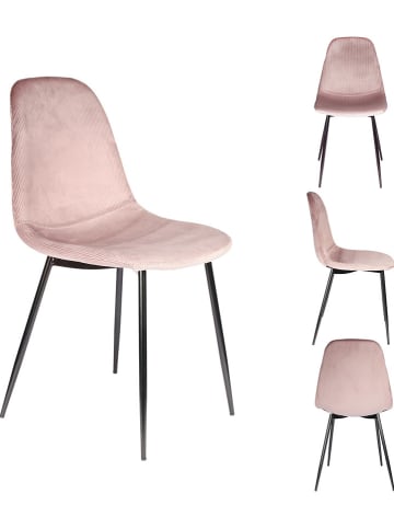 Rétro Chic 2-delige set: eetkamerstoelen "Giulia" lichtroze - (B)42,5 x (H)87 x (D)44 cm