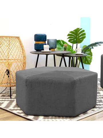Rétro Chic Pouf "Giulia" in Grau - (B)75 x (H)30 x (T)75 cm