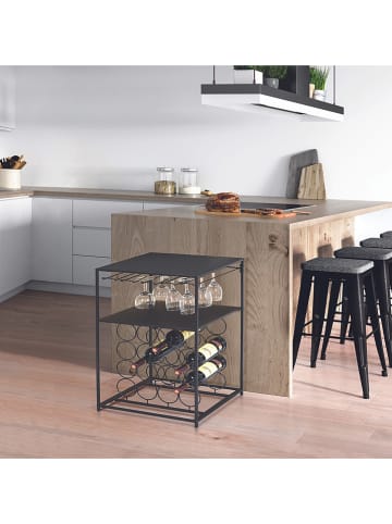 Rétro Chic Weinregal in Schwarz - (B)45 x (H)70 x (T)35 cm