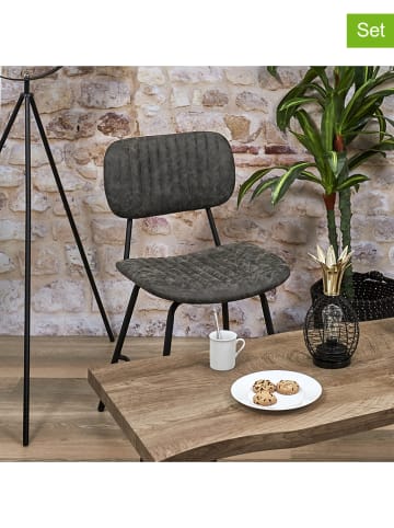 Rétro Chic 2-delige set: eetkamerstoelen "Taylor" grijs - (B)41,5 x (H)93 x (D)45 cm