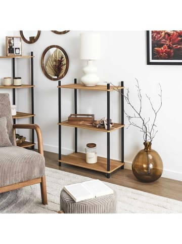 Rétro Chic Standregal in Hellbraun/ Schwarz - (B)60 x (H)84 x (T)30 cm