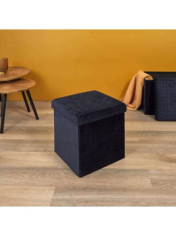 Rétro Chic Aufbewahrungshocker in Dunkelblau - (B)38 x (H)38 x (T)38 cm