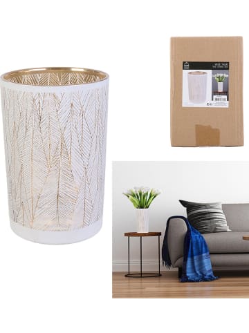 Rétro Chic Vase "Tauri" in Weiß - (H)20 x Ø 12 cm