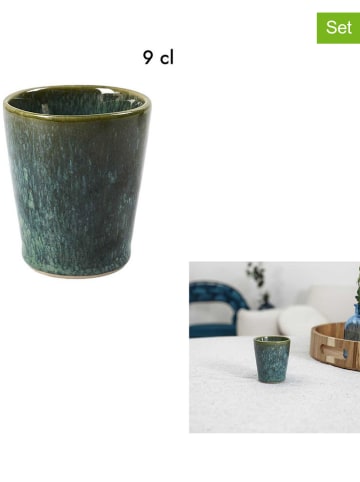 THE HOME DECO FACTORY 4-delige set: espressobekers "Elia" groen/goudkleurig - 90 ml