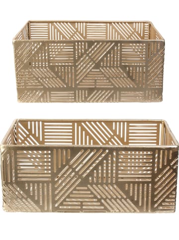 Rétro Chic 2er-Set: Aufbewahrungskörbe in Gold