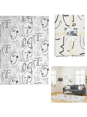 Rétro Chic Katoenen tapijt "Arty" wit/zwart - (L)170 x (B)120 cm