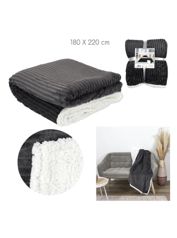 THE HOME DECO FACTORY Bedsprei antraciet/wit - (L)220 x (B)180 cm