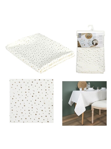 Rétro Chic Tischdecke in Weiß/ Gold - (L)250 x (B)140 cm