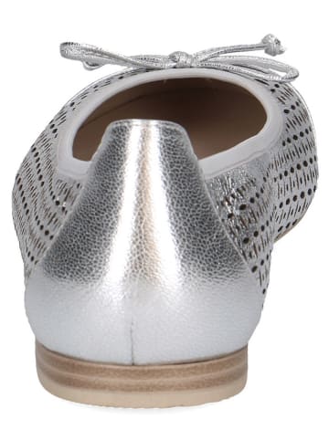 Caprice Leren ballerina's zilverkleurig