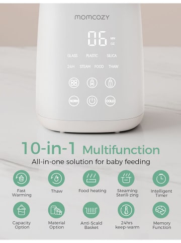 Momcozy Flaschenwärmer in Weiß/ Türkis