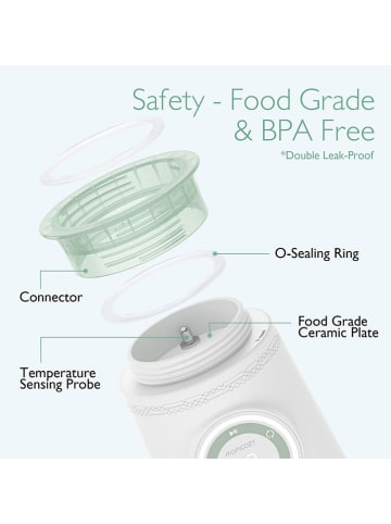 Momcozy Draagbare flessenwarmer wit/turquoise