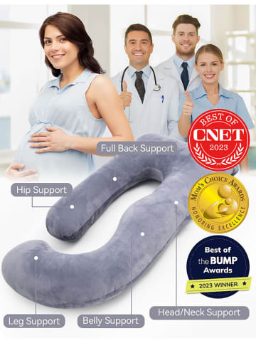 Momcozy Poduszka ciążowa w kolorze szarym - 50 x 17 x 50 cm