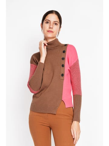 ASSUILI Pullover in Hellbraun/ Rosa