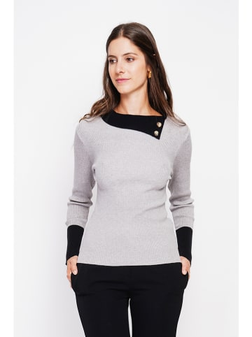 ASSUILI Pullover in Grau/ Schwarz