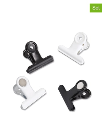 Zeller 4er-Set: Magnet-Clips in Schwarz/ Weiß - (B)4 x (H)3,5 x (T)2 cm