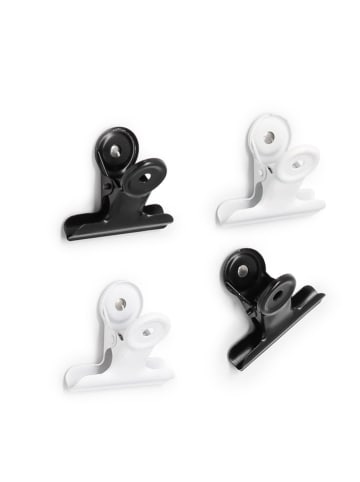 Zeller 4er-Set: Magnet-Clips in Schwarz/ Weiß - (B)4 x (H)3,5 x (T)2 cm