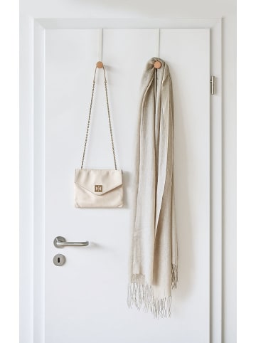 Zeller 2er-Set: Türhaken in Weiß/ Hellbraun - (B)3 x (H)18 x (T)9 cm