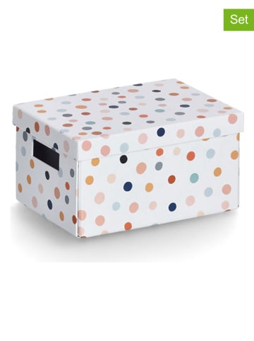 Zeller Pudełka (2 szt.) "Dots" w różnych kolorach - 25 x 18 x 13 cm