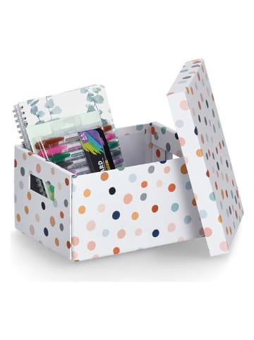 Zeller 2er-Set: Aufbewahrungsboxen "Dots" in Bunt - (B)25 x (H)18 x (T)13 cm