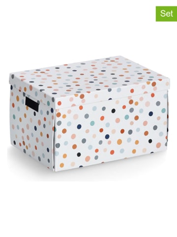 Zeller Pudełka (2 szt.) "Dots" ze wzorem - 35 x 20 x 25 cm