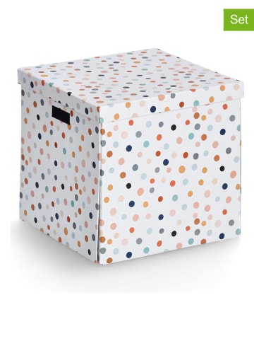 Zeller Pudełka (2 szt.) "Dots" ze wzorem - 33,5 x 33 x 22 cm