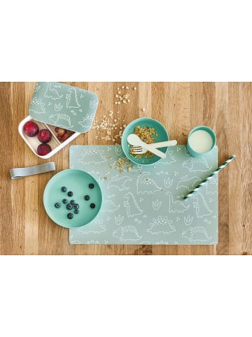 Zeller Pojemnik "Dino" w kolorze zielonym ze wzorem na lunch - 19 x 6,5 x 12,5 cm